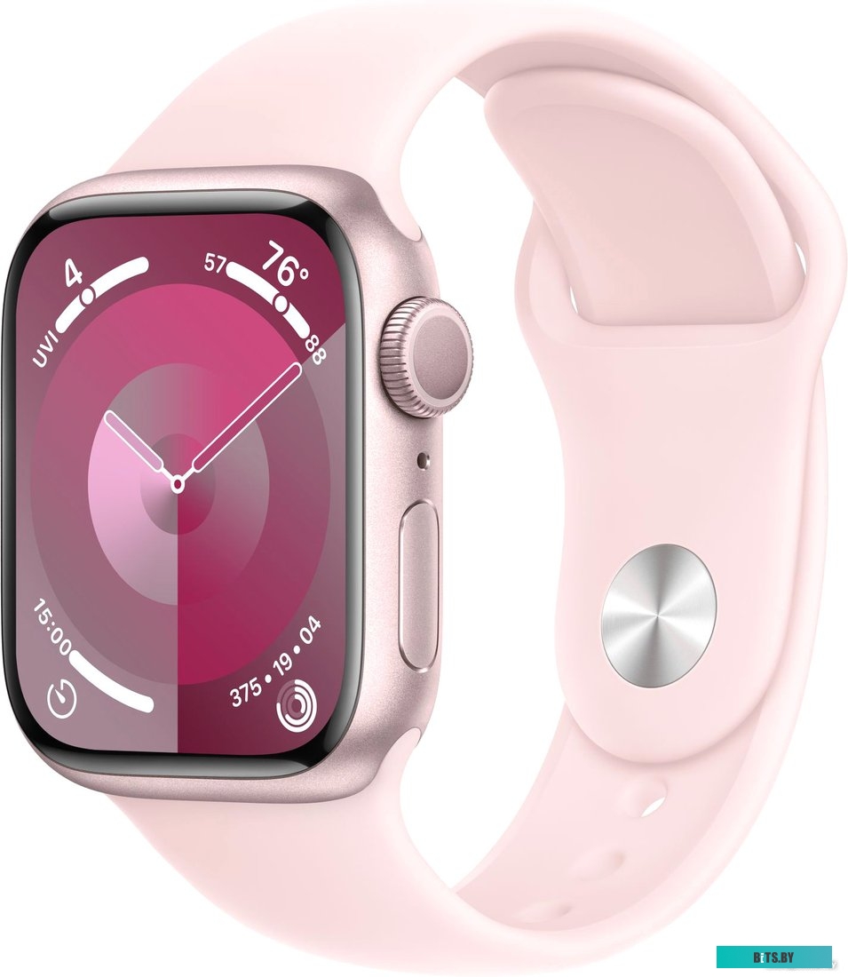Умные часы Apple Watch Series 9 41 мм (алюминиевый корпус, розовый/розовый, спортивный силиконовый ремешок M/L)