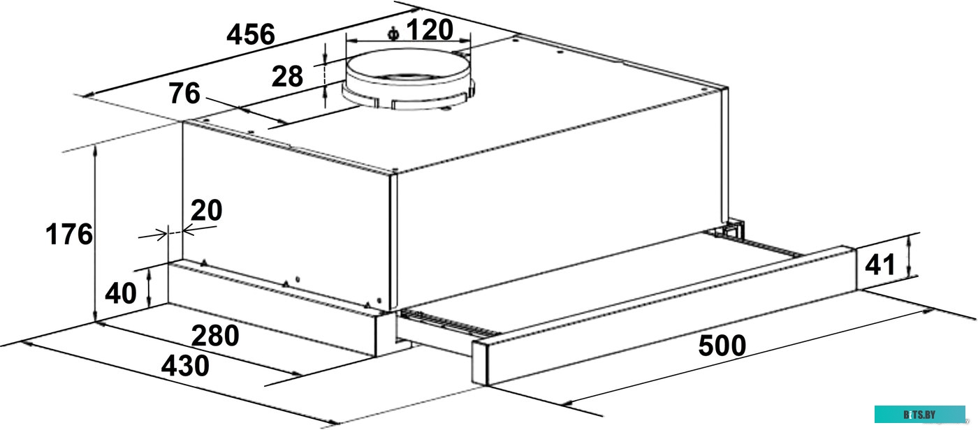 CHAT000030 Встраиваемая вытяжка LEX Hubble 500 WH, управление кнопочное, белый [chat000030]