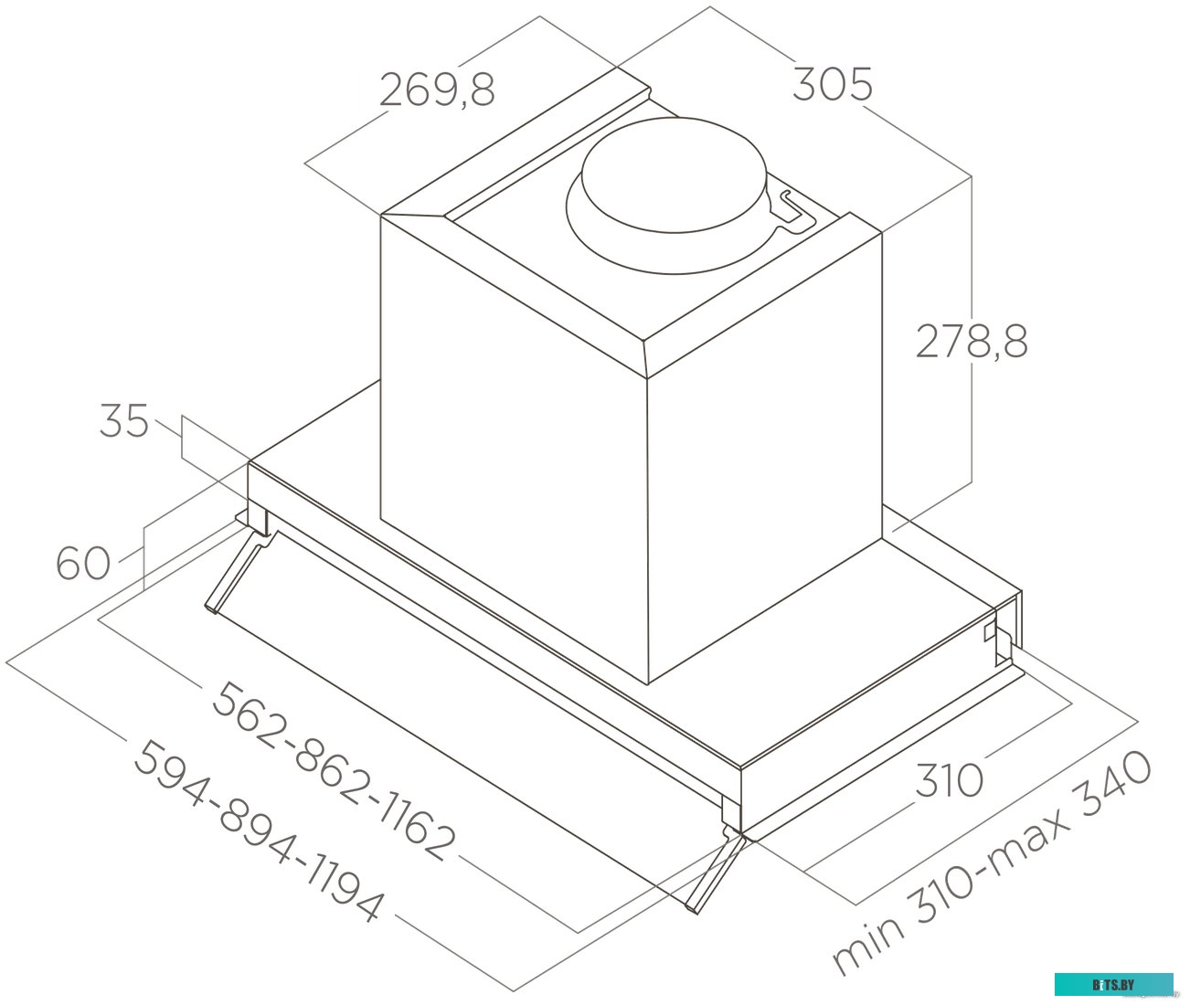 BOXIN LX/IX/A/60-PRF0114760A Встраиваемые вытяжки ELICA/ Встраиваемая, 60 см, 1000 м3/ч, нержавеющая сталь