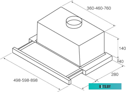 AURORA LX/CR/F/60-PRF0115176B Вытяжки JET AIR/ Встраиваемая, 60 см,  206 Вт, кнопочное управление, 650 куб. м. , кремовая