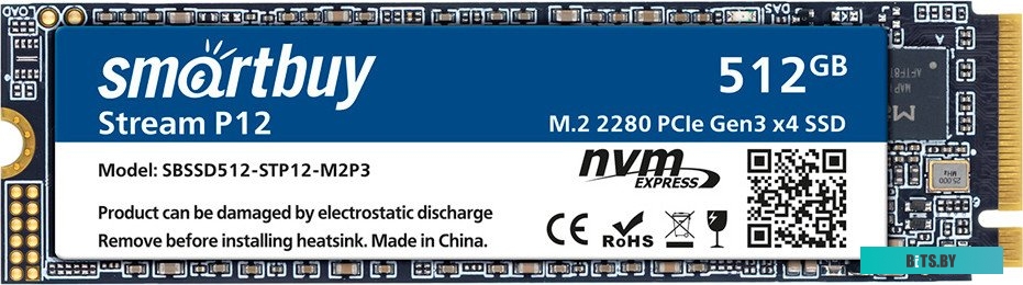 Твердотельный накопитель Smartbuy M.2 SSD 512Gb Stream P12 SBSSD512-STP12-M2P3 NVMe PCIe3