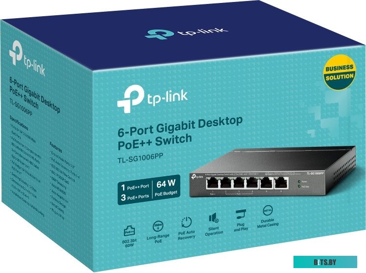 TL-SG1006PP Коммутатор/ 6-Port Gigabit Desktop Switch with 3-Port PoE+ and 1-Port PoE++