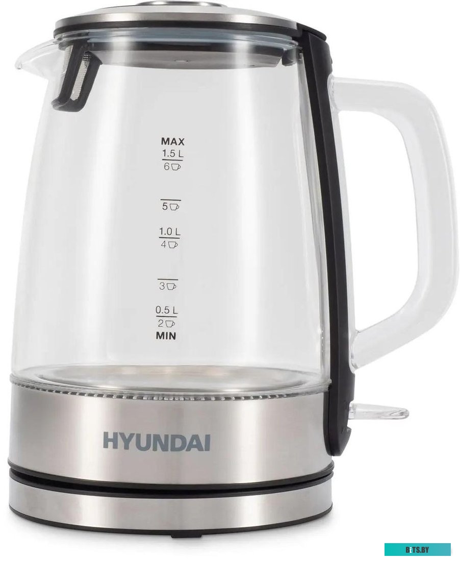 HYK-G2403 Чайник электрический Hyundai HYK-G2403 1.5л. 2200Вт черный/серебристый (корпус: стекло)