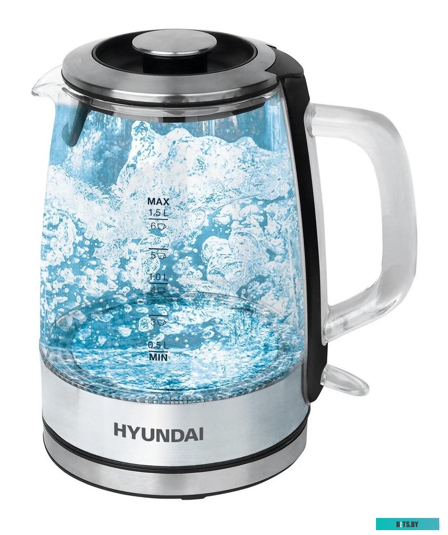 HYK-G2403 Чайник электрический Hyundai HYK-G2403 1.5л. 2200Вт черный/серебристый (корпус: стекло)