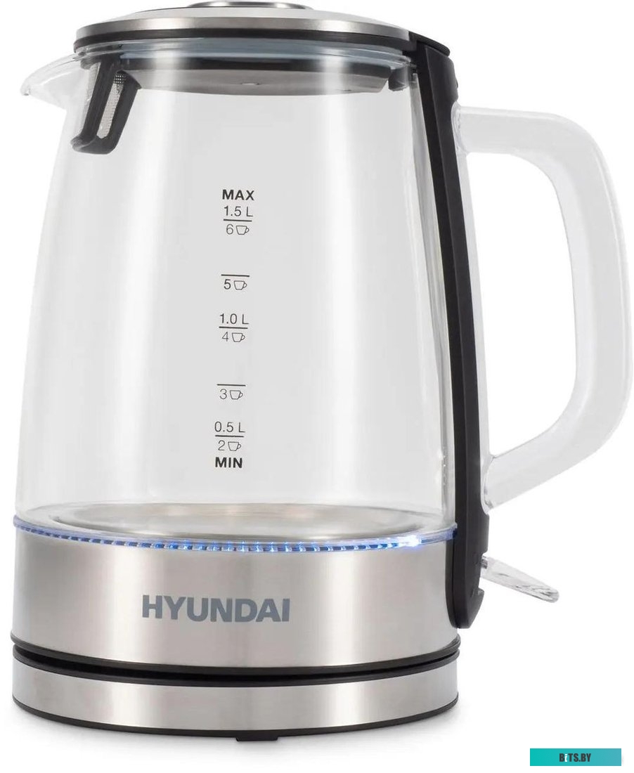 HYK-G2403 Чайник электрический Hyundai HYK-G2403 1.5л. 2200Вт черный/серебристый (корпус: стекло)