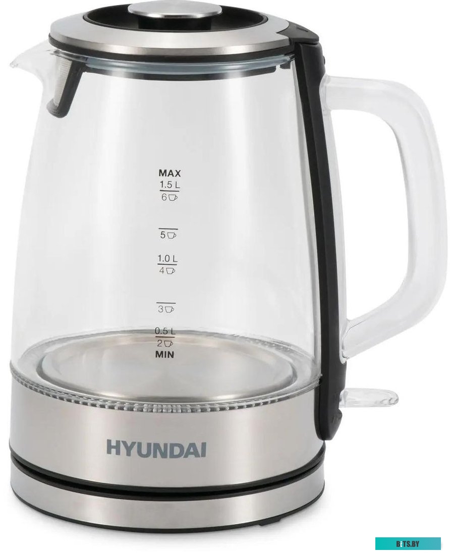 HYK-G2403 Чайник электрический Hyundai HYK-G2403 1.5л. 2200Вт черный/серебристый (корпус: стекло)