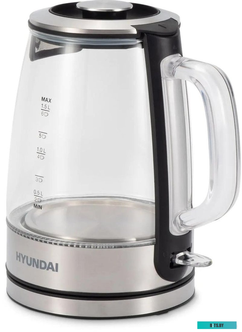 HYK-G2403 Чайник электрический Hyundai HYK-G2403 1.5л. 2200Вт черный/серебристый (корпус: стекло)