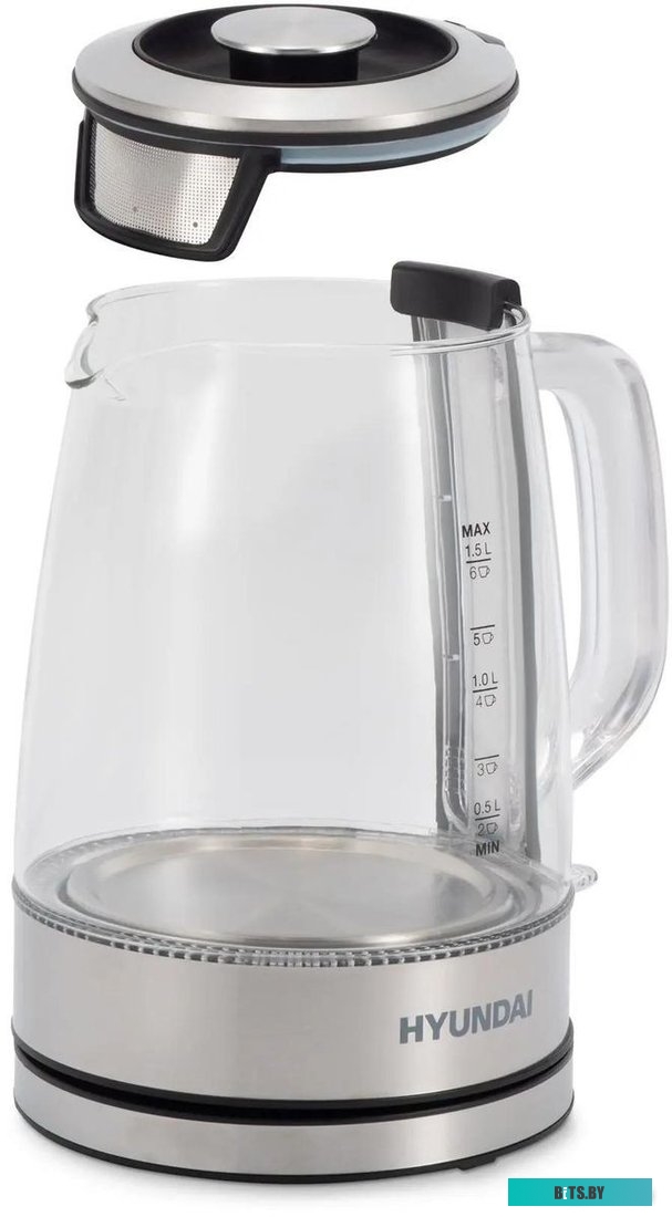 HYK-G2403 Чайник электрический Hyundai HYK-G2403 1.5л. 2200Вт черный/серебристый (корпус: стекло)