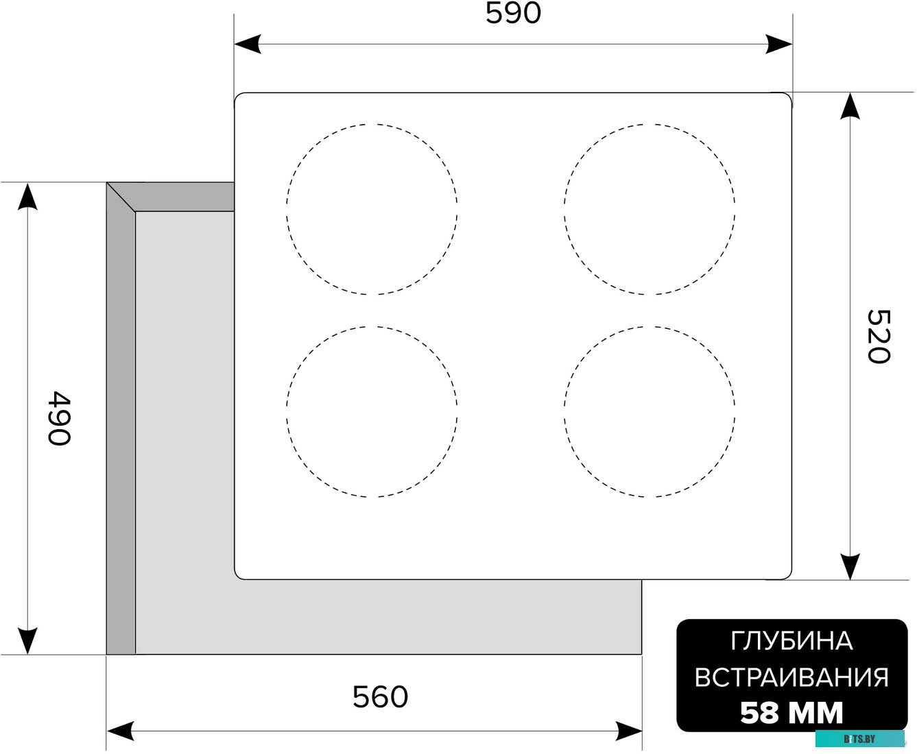 CHYO000189 Индукционная варочная поверхность Lex EVI 640 F BL черный
