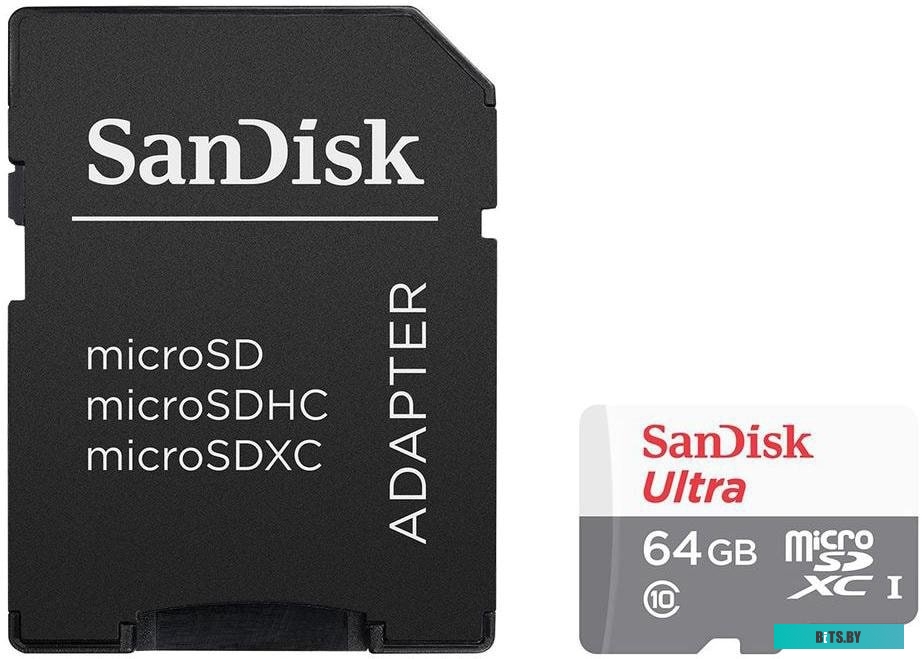 Карта памяти SanDisk Ultra SDSQUNR-064G-GN3MA microSDXC 64GB (с адаптером)