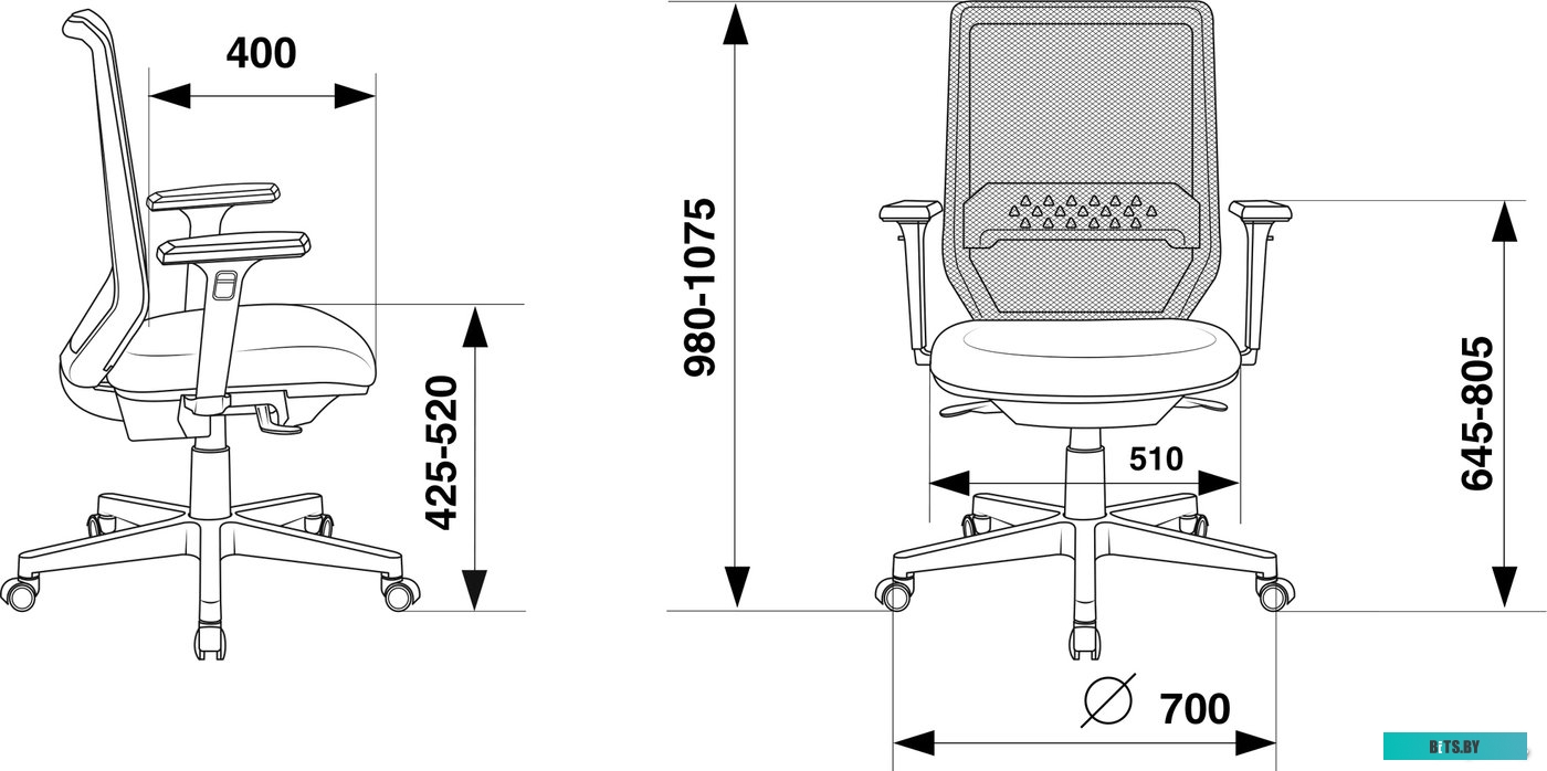 MC-W611NL/DG/417G Кресло Бюрократ MC-W611NL серый TW-04 38-417 сетка/ткань крестов.4-луч. пластик пластик белый