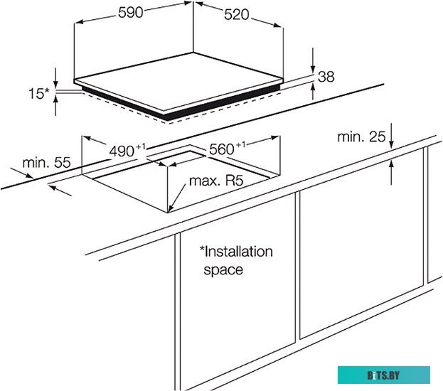 EHF6140FOK Электрическая варочная панель Electrolux EHF6140FOK,  Hi-Light,  независимая,  черный