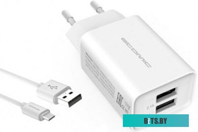 Сетевое зарядное Atomic U400 microUSB (белый)