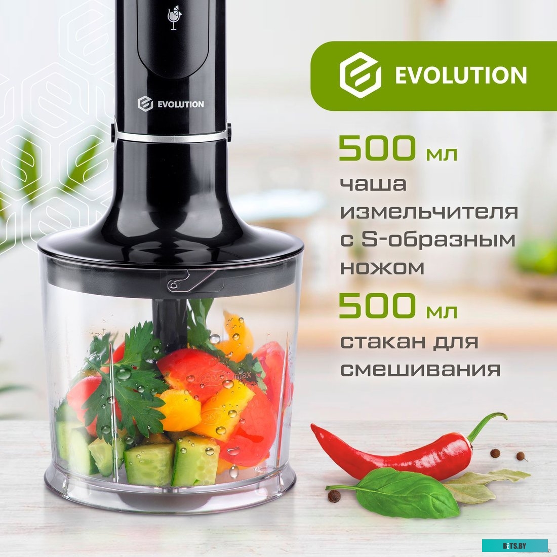 HBS-1341 Погружной блендер 3 в 1 Evolution HBS-1341 Black