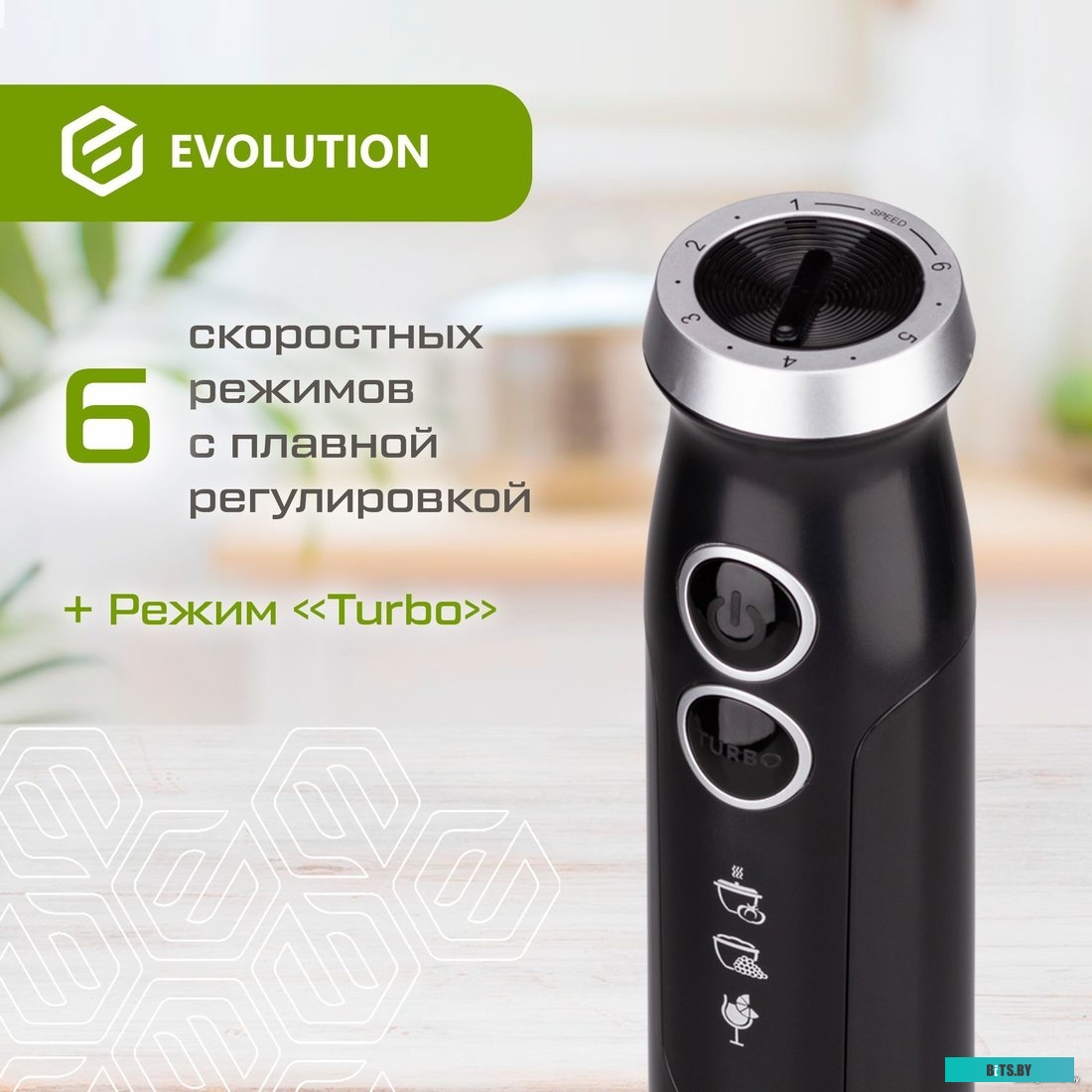 HBS-1341 Погружной блендер 3 в 1 Evolution HBS-1341 Black