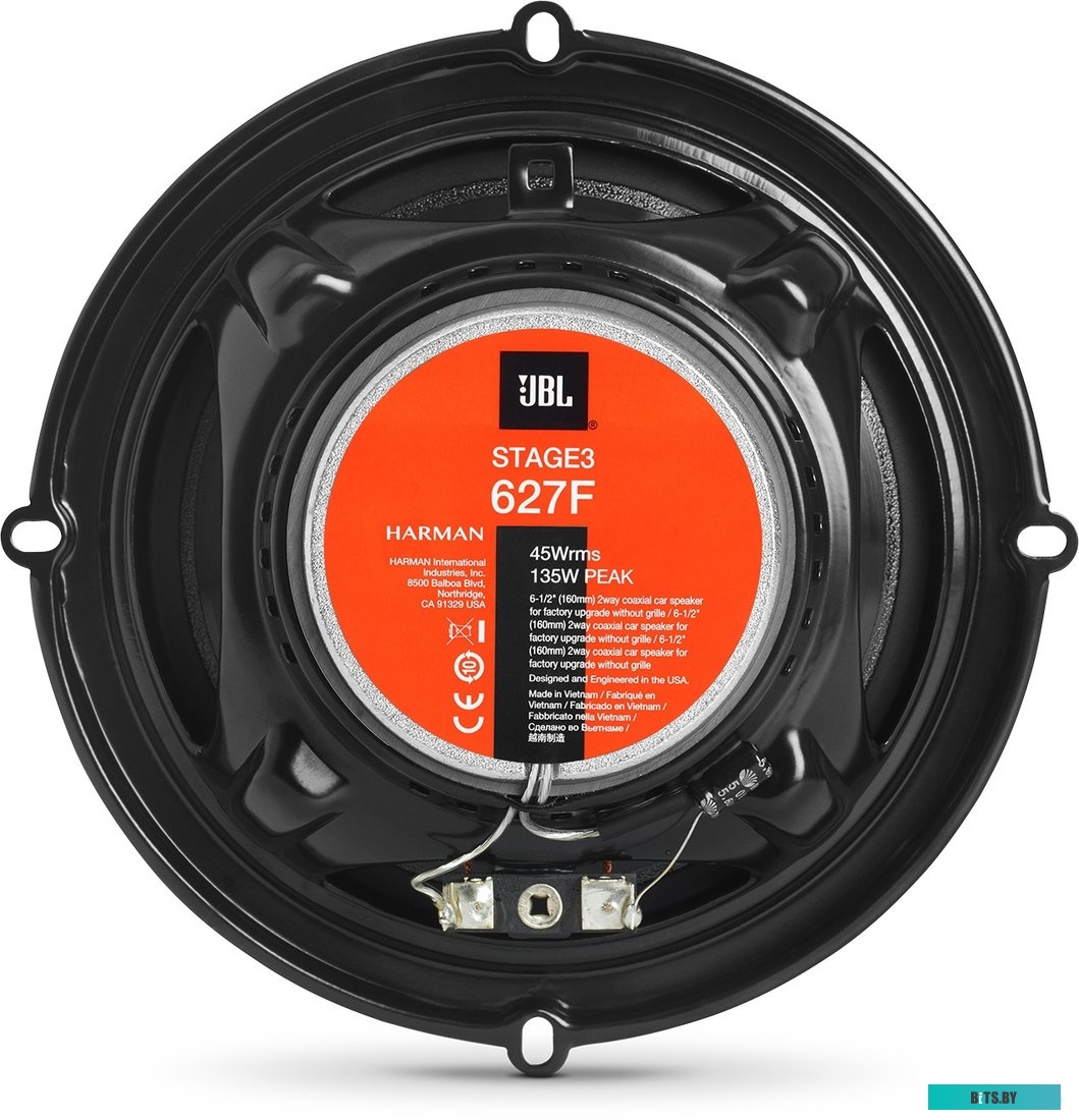 STAGE3 627F Колонки автомобильные JBL Stage3 627F (без решетки) 225Вт 92дБ 3Ом 16см (6.5дюйм) (ком.:2кол.) коаксиальные двухполосные