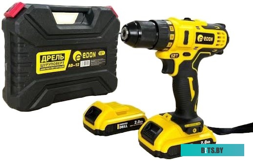 Дрель-шуруповерт Edon AD-12 1002010341 (с 2-мя АКБ, кейс, набор оснастки)