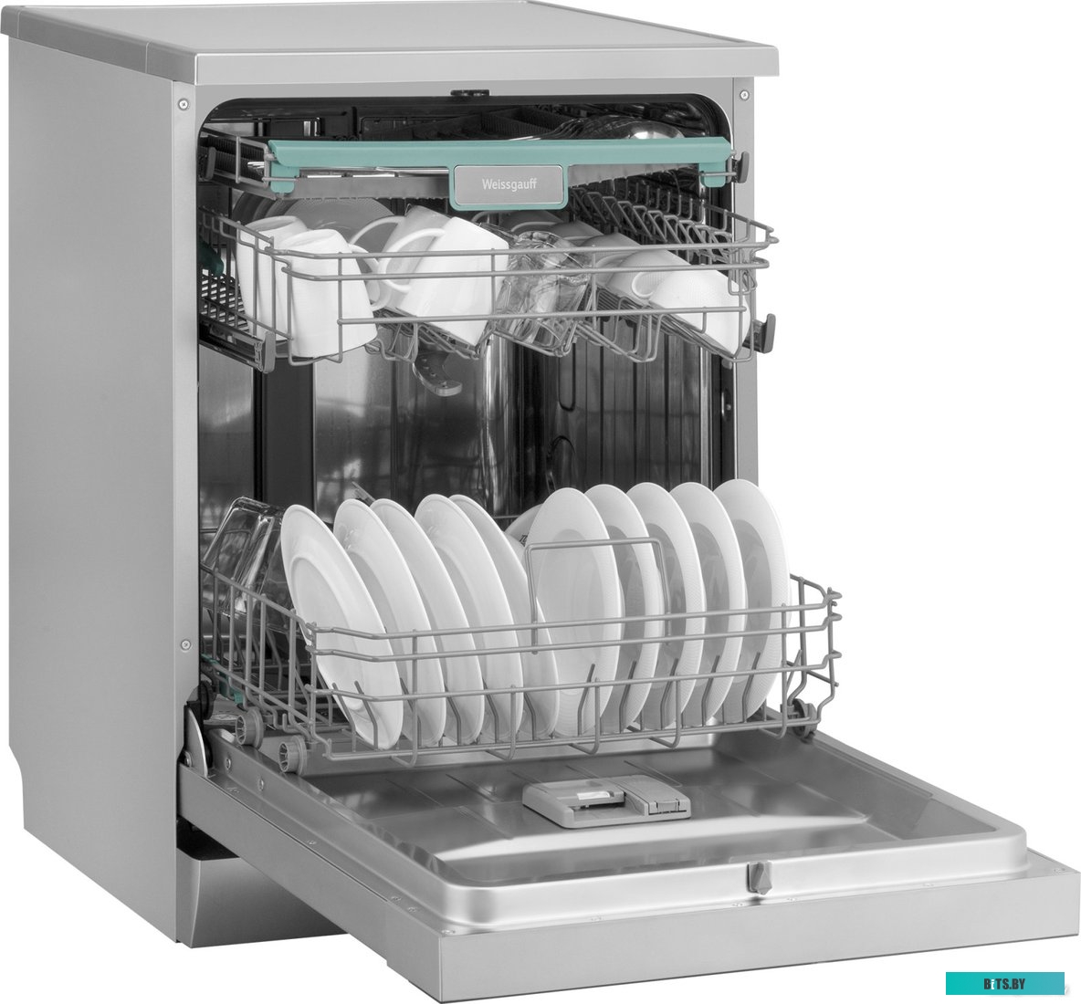 429984 Посудомоечная машина WEISSGAUFF DW 6138 Inverter Touch Inox,  полноразмерная, напольная, 59.8см, загрузка 14 комплектов, нержавеющая сталь [429