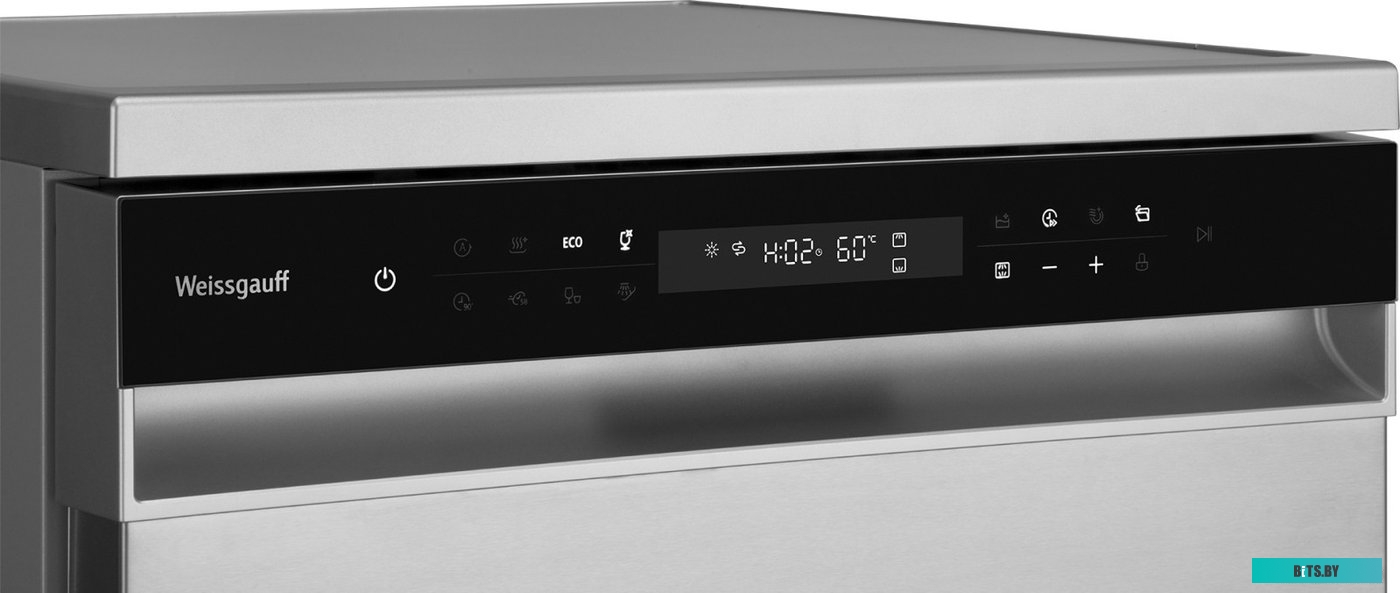 429984 Посудомоечная машина WEISSGAUFF DW 6138 Inverter Touch Inox,  полноразмерная, напольная, 59.8см, загрузка 14 комплектов, нержавеющая сталь [429