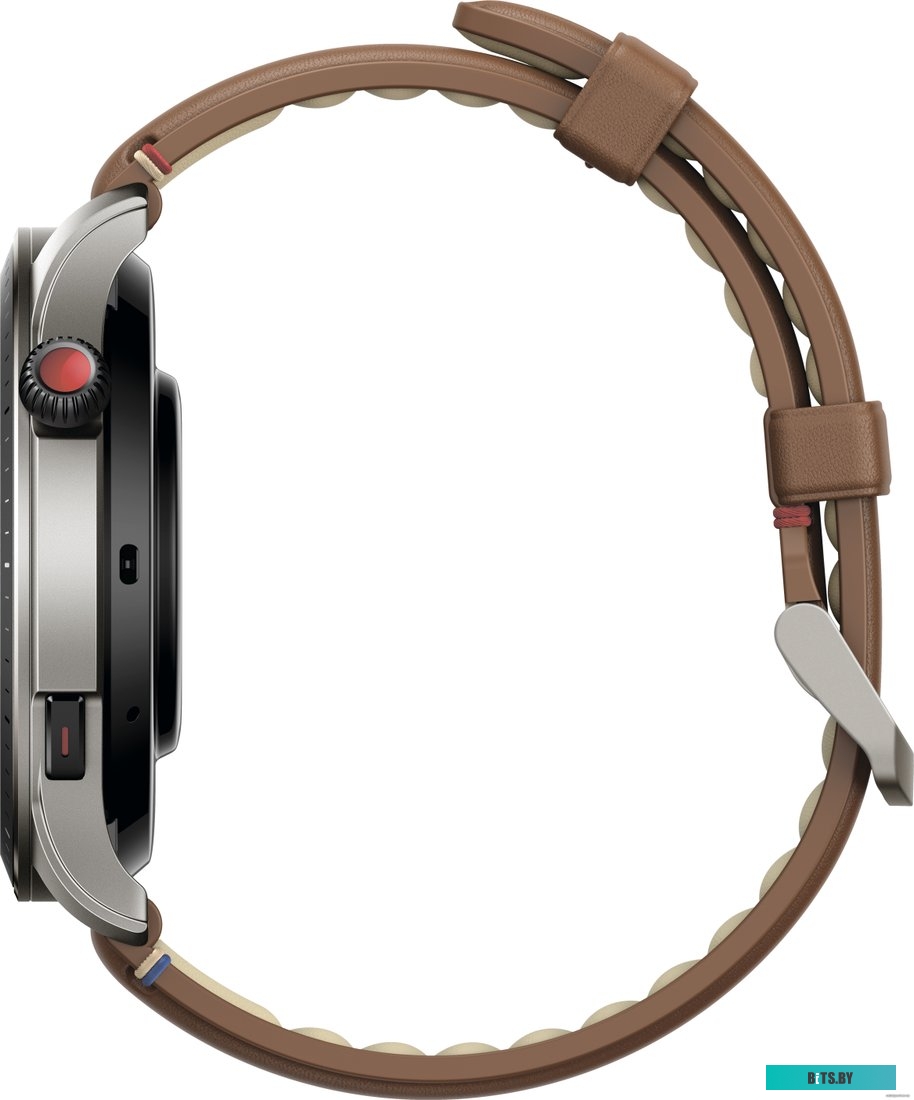 Amazfit GTR 4 (серебристый, с коричневым кожаным ремешком)