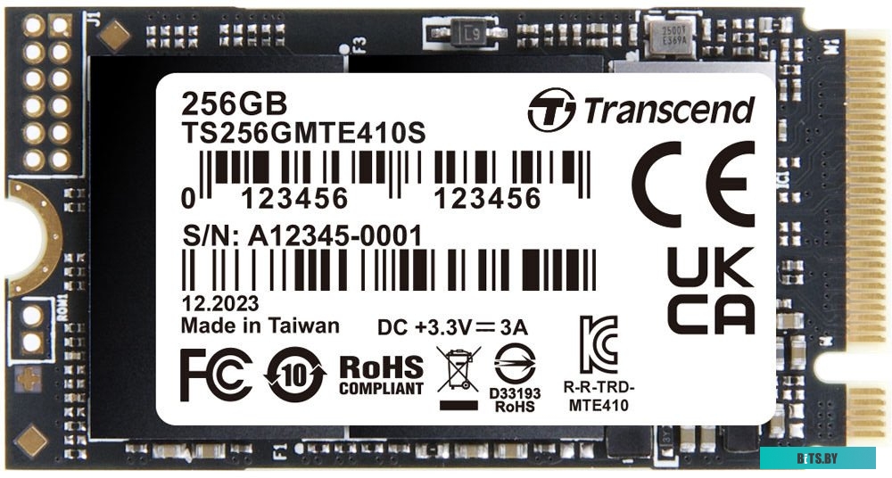 Твердотельный диск Transcend MTE410S, 256GB, M.2 2242, PCIe Gen4x4, DRAM-less