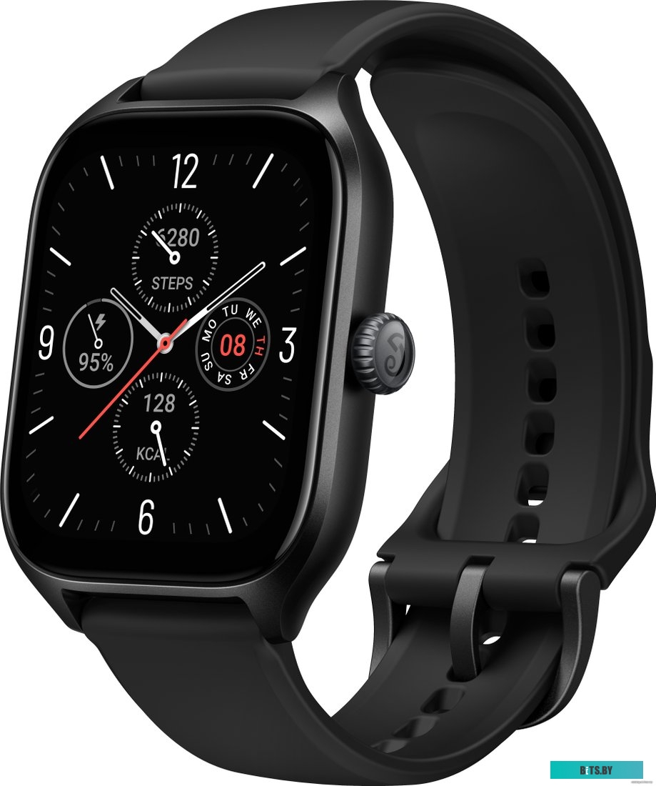 Amazfit GTS 4 (черный, с черным ремешком из фторэластомера)