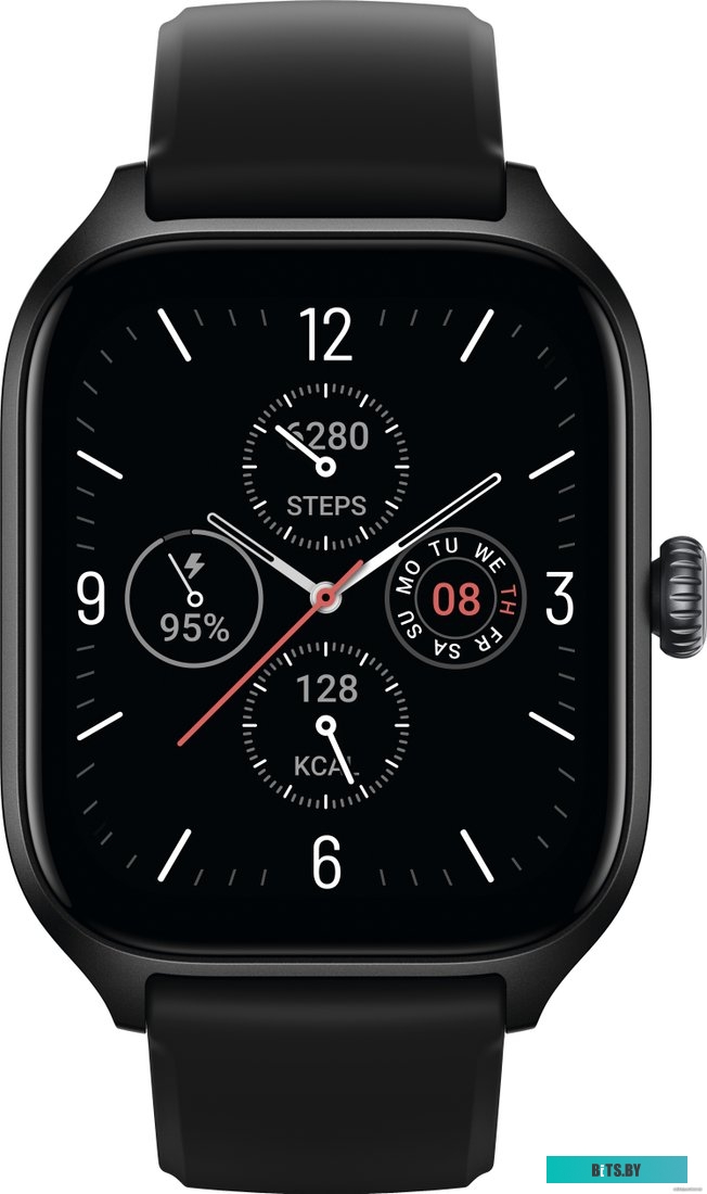 Amazfit GTS 4 (черный, с черным ремешком из фторэластомера)