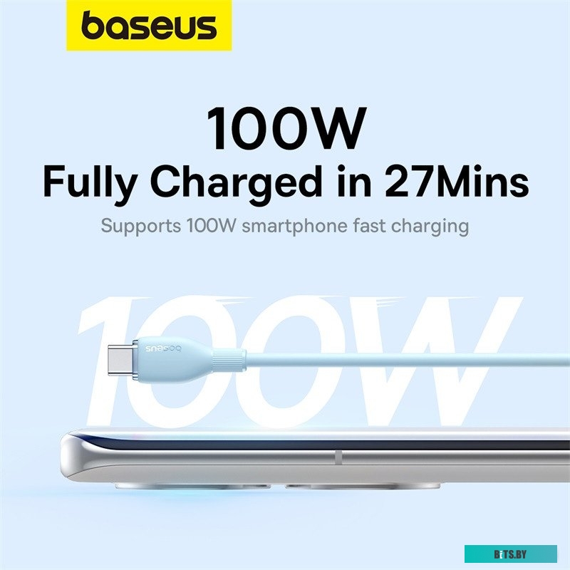 P10355703311-00 Baseus Pudding Series Fast Charging Cable 100W USB Type-C - USB Type-C (1.2 м, голубой)