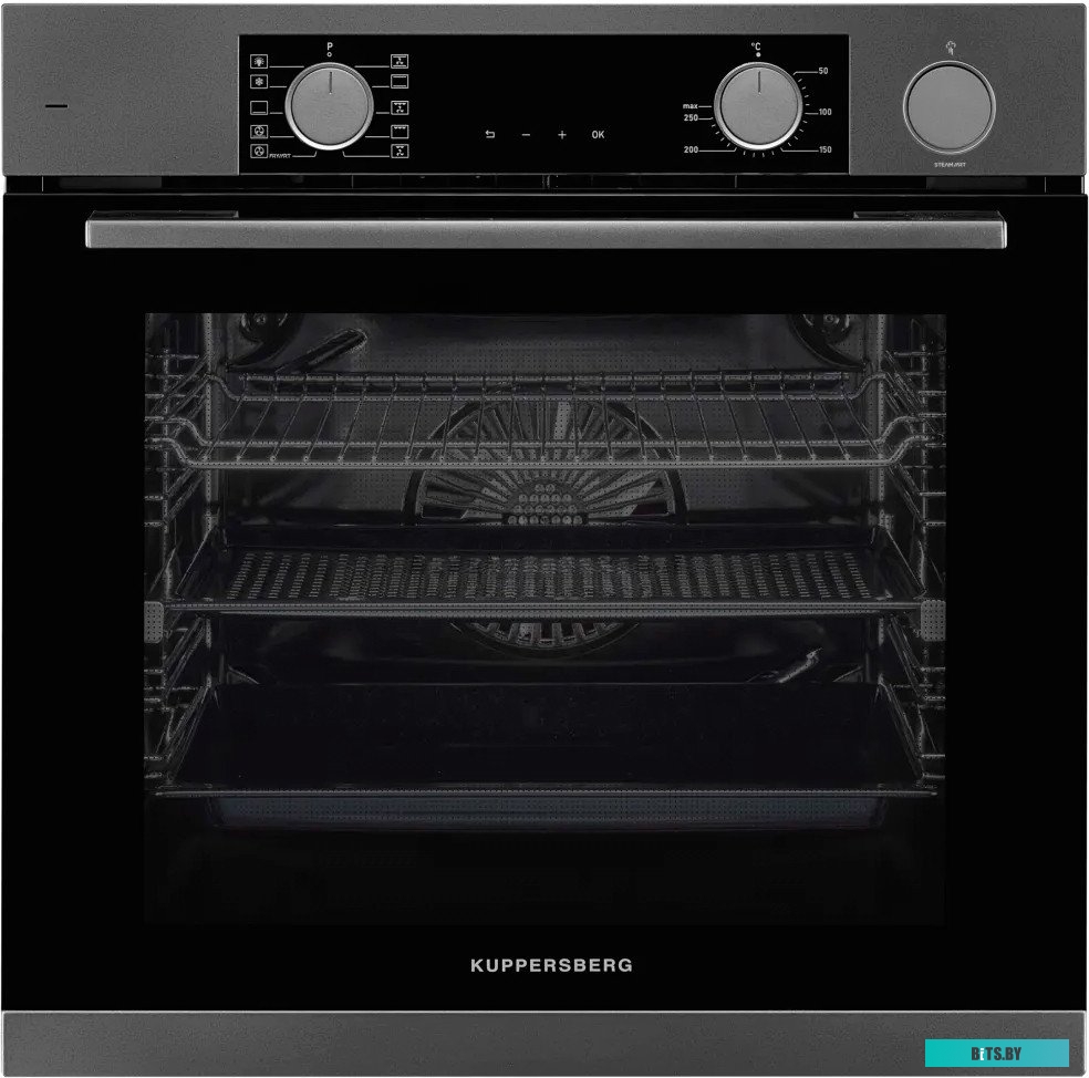 KSO 610 GR Электрический духовой шкаф Kuppersberg/ 60 см, 80 л, High-Tech, 10 режимов, ПАР, Soft Close, телескопические направляющие, серый