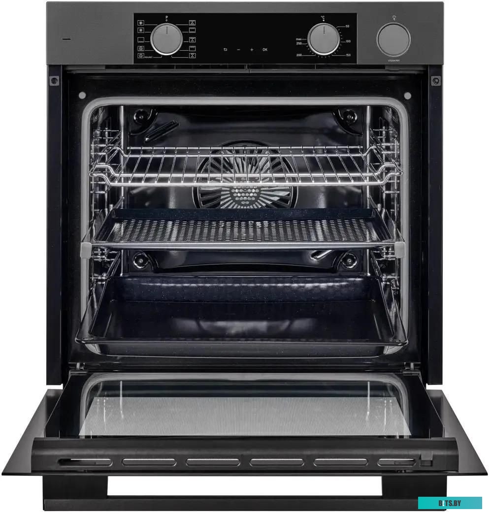 KSO 610 GR Электрический духовой шкаф Kuppersberg/ 60 см, 80 л, High-Tech, 10 режимов, ПАР, Soft Close, телескопические направляющие, серый