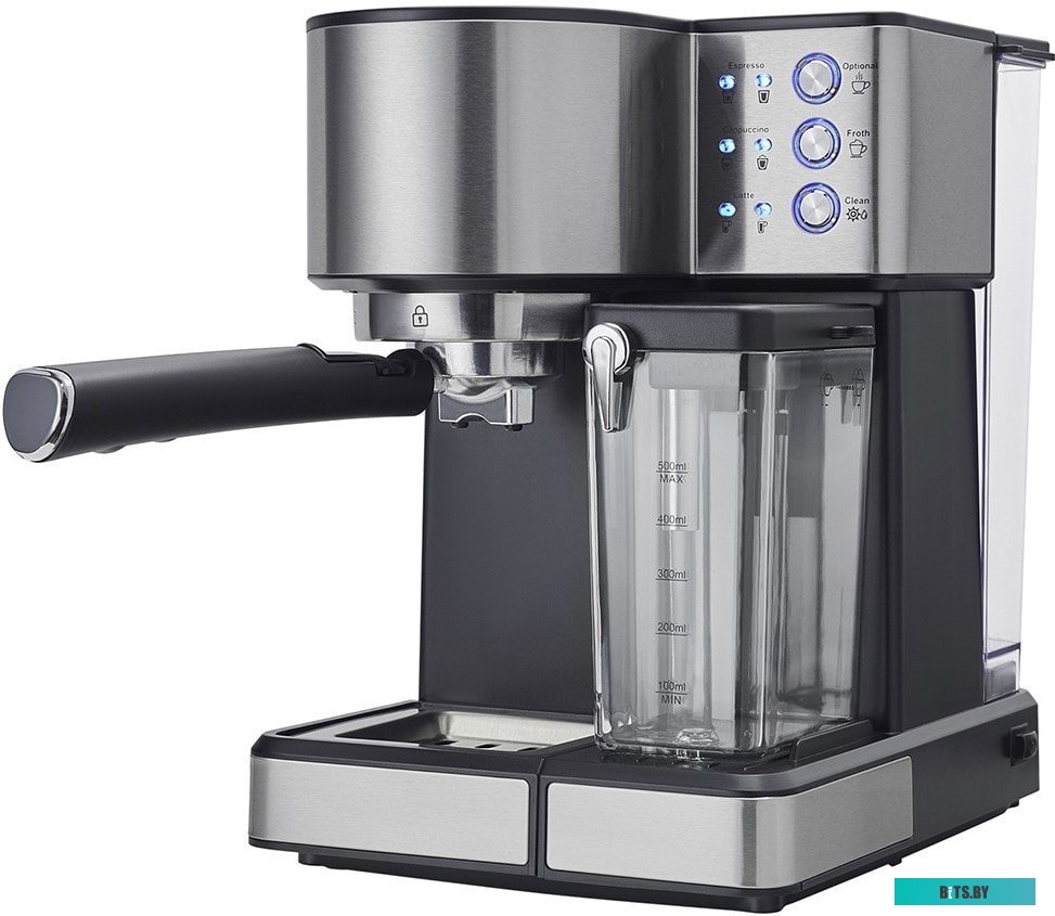 PCM 1536E Кофеварка Polaris PCM 1536E Adore Cappuccino,  рожковая,  нержавеющая сталь  / черный