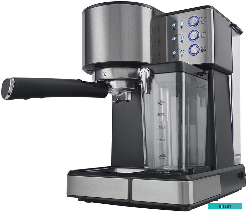 PCM 1536E Кофеварка Polaris PCM 1536E Adore Cappuccino,  рожковая,  нержавеющая сталь  / черный