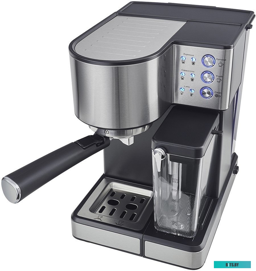 PCM 1536E Кофеварка Polaris PCM 1536E Adore Cappuccino,  рожковая,  нержавеющая сталь  / черный