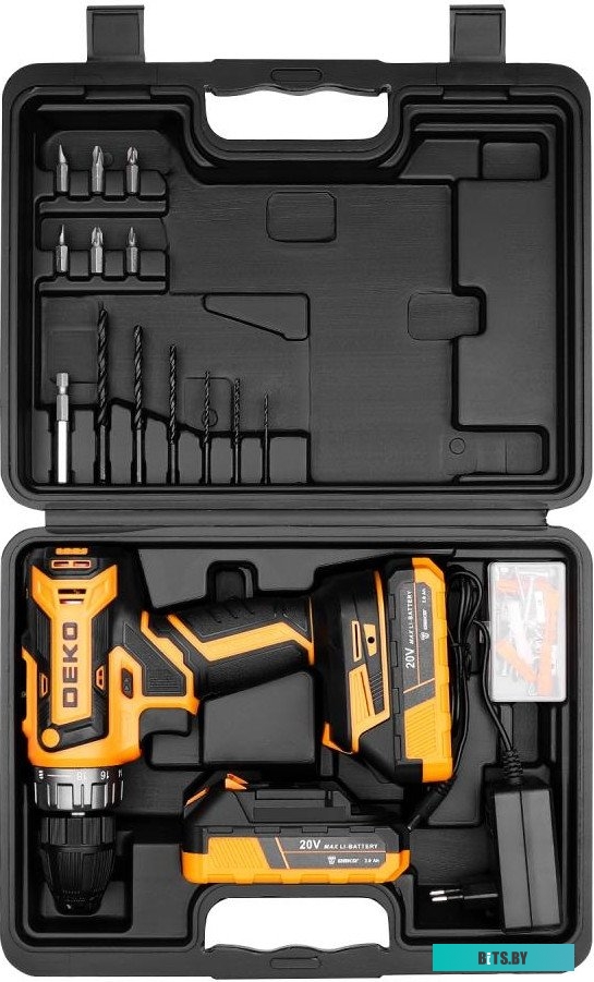 080-1002 6974129108258 Deko DKCD20V 080-1002 (с 2-мя АКБ, кейс, оснастка)