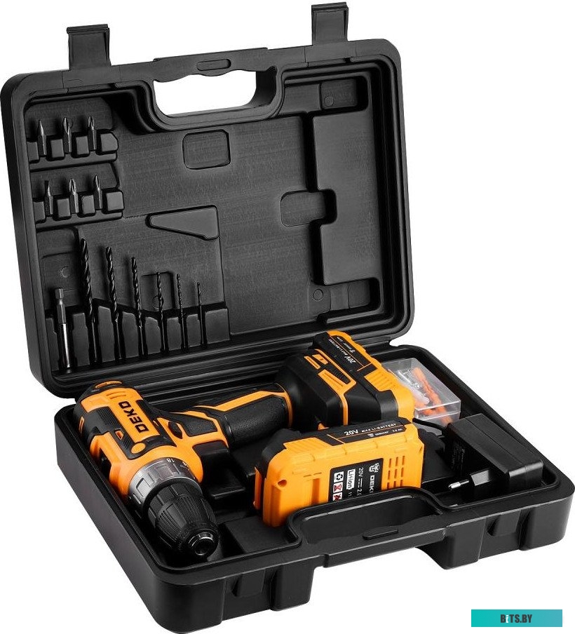 080-1002 6974129108258 Deko DKCD20V 080-1002 (с 2-мя АКБ, кейс, оснастка)