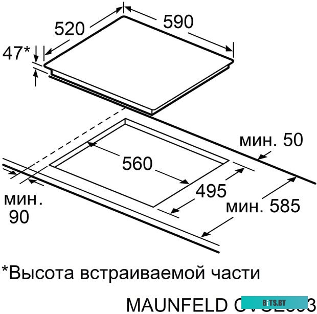 КА-00021620 Электрическая варочная панель MAUNFELD CVCE593STBK LUX,  Hi-Light,  независимая,  черный
