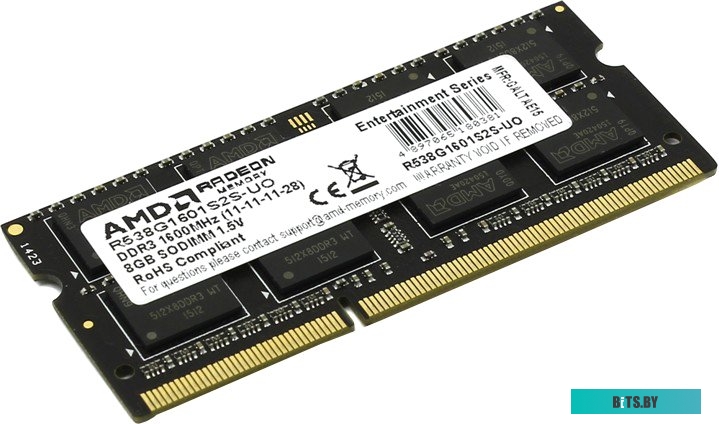 Модуль памяти AMD 8GB DDR3 SO-DIMM PC3-12800 (R538G1601S2S-UO)