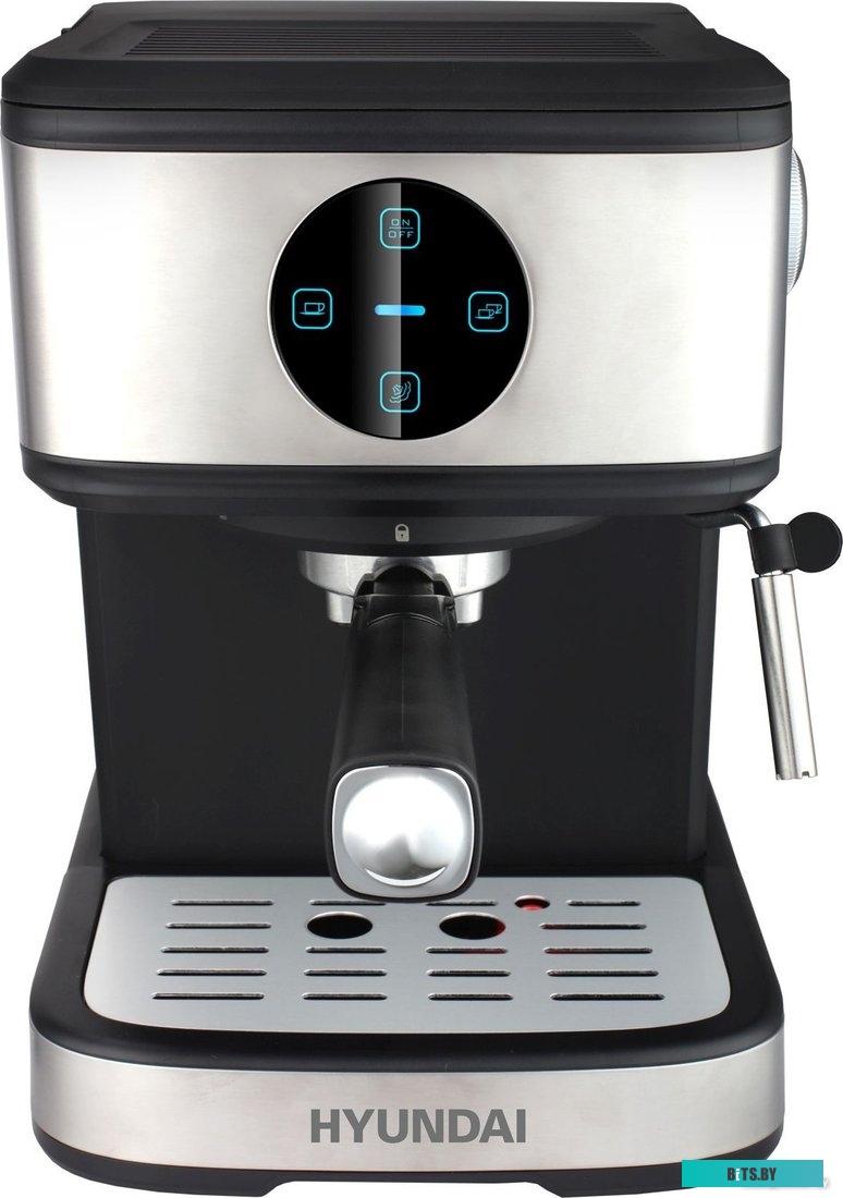 HEM-3312 Кофеварка Hyundai HEM-3312,  рожковая,  черный  / серебристый