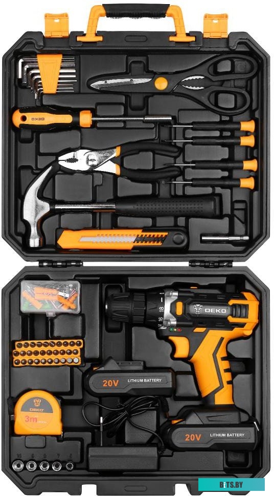 Дрель-шуруповерт Deko DKCD20FU-Li SET 104 063-4178 (с 2-мя АКБ, кейс)