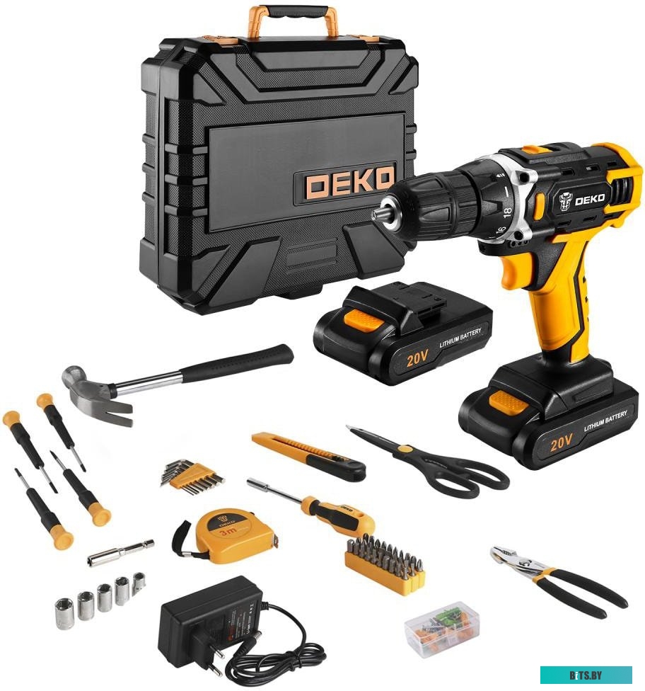 Дрель-шуруповерт Deko DKCD20FU-Li SET 104 063-4178 (с 2-мя АКБ, кейс)