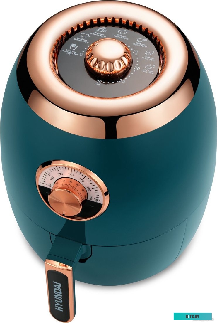 HYF-3553 Аэрогриль Hyundai HYF-3553,  темно-зеленый и золотистый