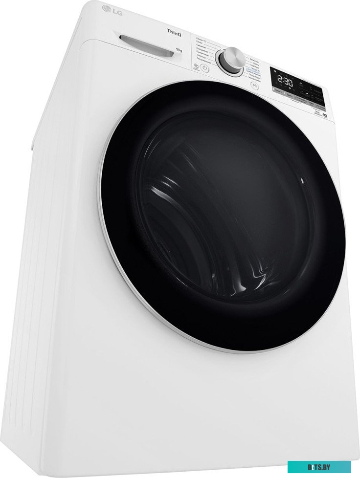 DC90V5V0W Сушильная машина LG Electronics c тепловым насосом и автоочисткой конденсатора, 9кг, A++, 850х600х690 мм, инвертерный компрессор, белый