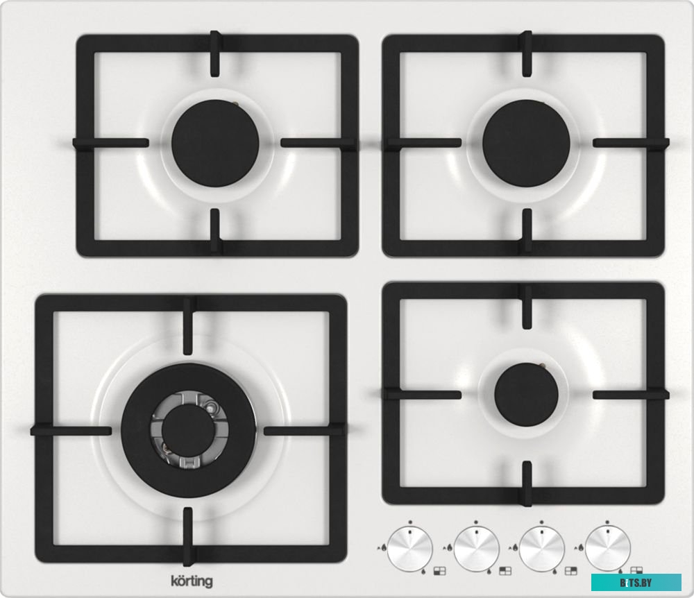 HG 697 CTW Встраиваемая варочная панель/ Газ,  Crystal, 60x51 см, Газовая варочная панель 60 см, 4 высокоэффективные конфорки, WOK- сверхмощная конфор