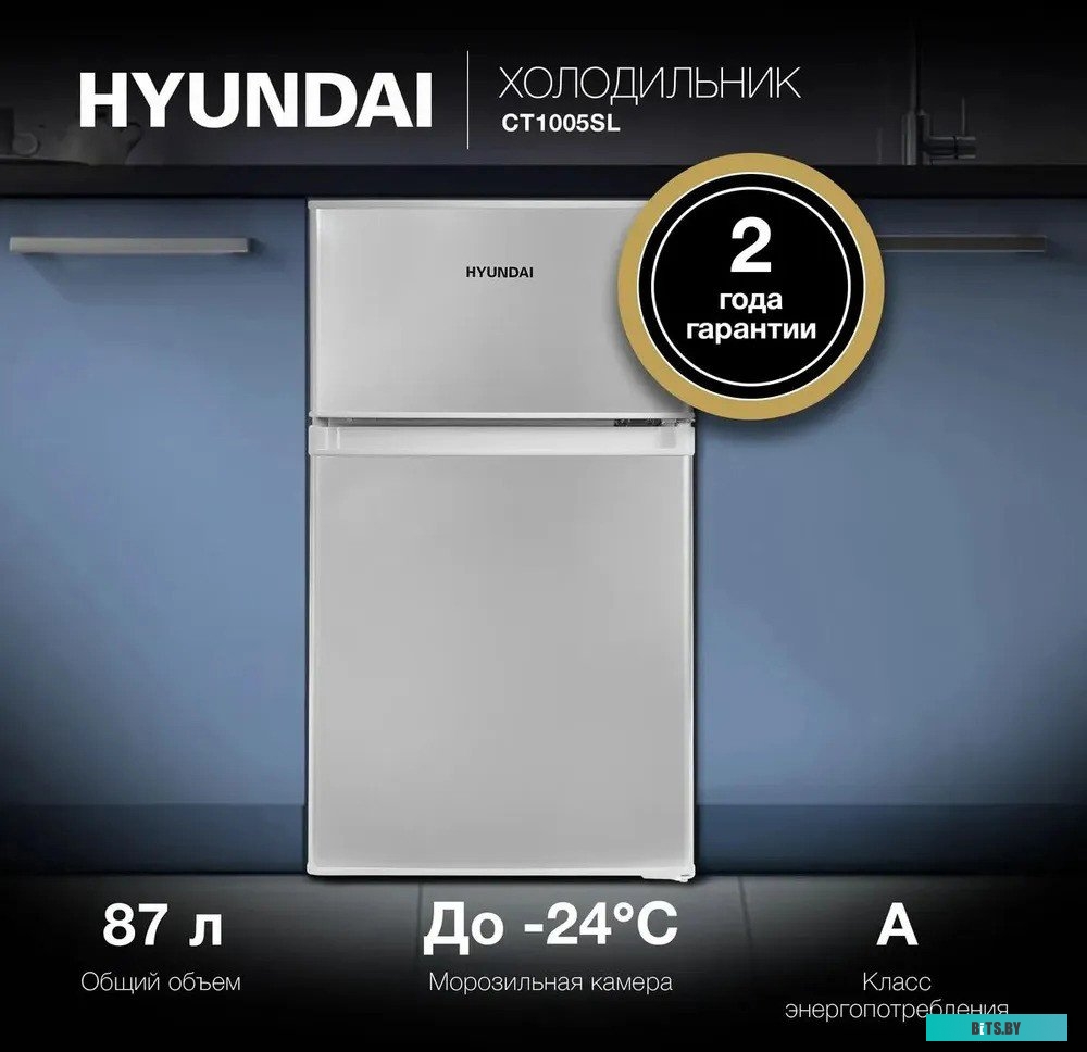 CT1025 СЕРЕБРИСТЫЙ Холодильник Hyundai CT1025 2-хкамерн. серебристый