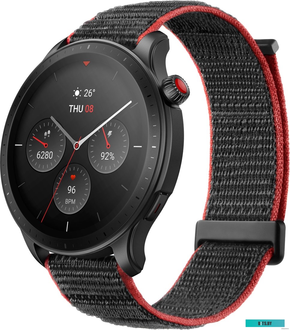 Amazfit GTR 4 (серый, с черным нейлоновым ремешком)