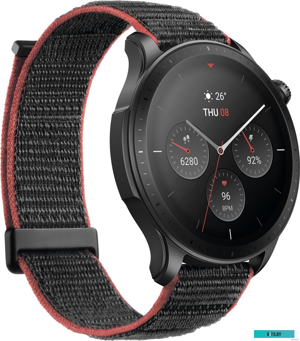 Amazfit GTR 4 (серый, с черным нейлоновым ремешком)