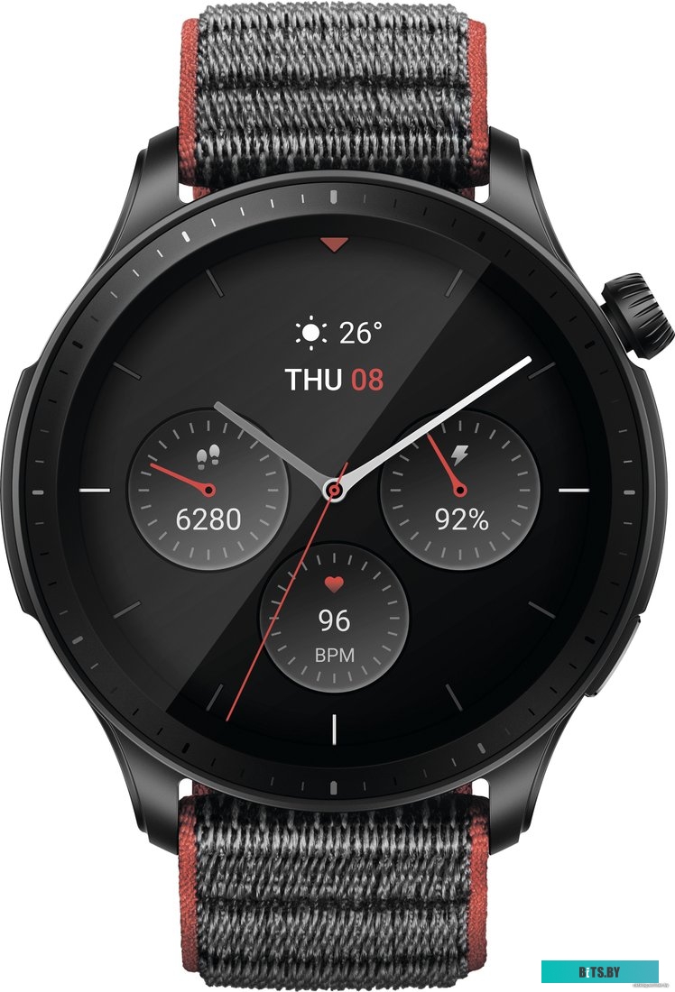 Amazfit GTR 4 (серый, с черным нейлоновым ремешком)