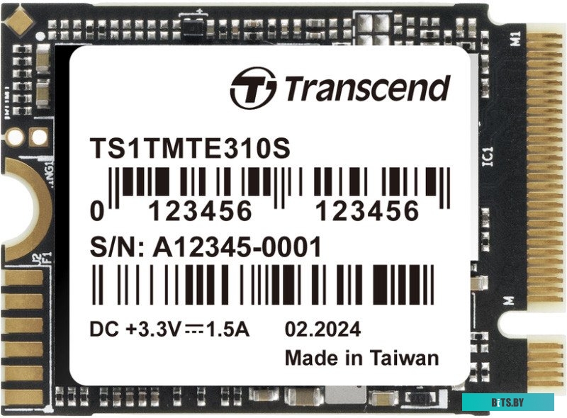 Твердотельный диск Transcend GMTE310S, модель TS1TMTE310S, 1TB, 3D TLC NAND, M.2 2280, PCIe Gen3x4, DRAM-less.