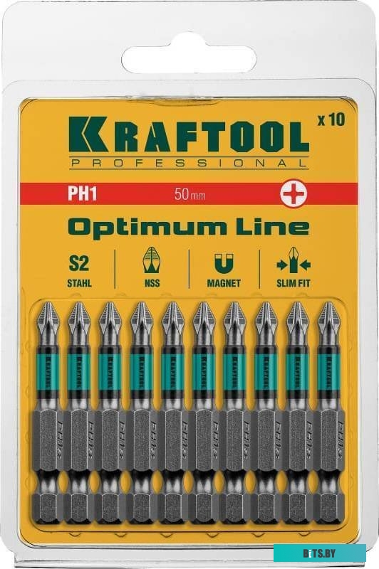 26122-1-50-10 Набор бит Kraftool 26122-1-50-10,  шестигранный (1/4HEX - E),  10шт
