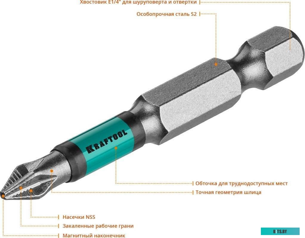 26122-1-50-10 Набор бит Kraftool 26122-1-50-10,  шестигранный (1/4HEX - E),  10шт